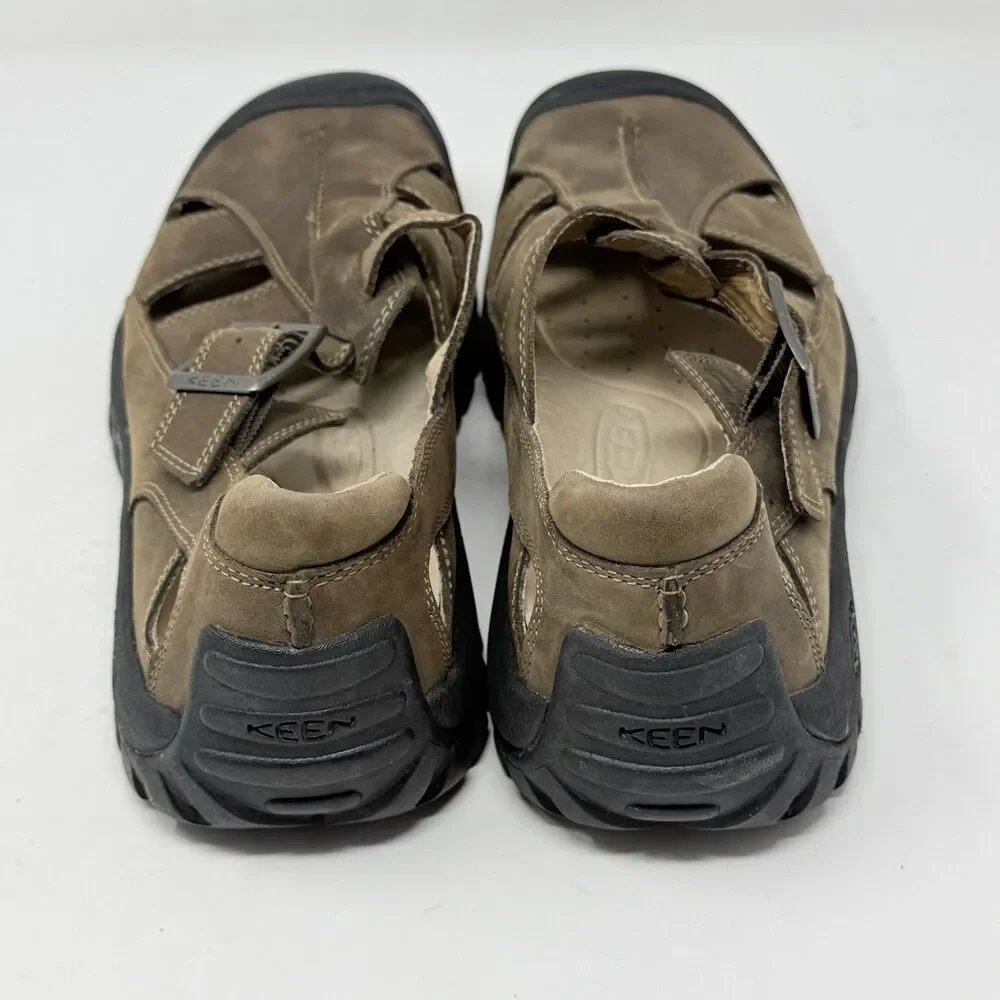 Keen Fisherman Sandals Mens 12 Brown Leather Buckle Strap Closed Toe Hiking